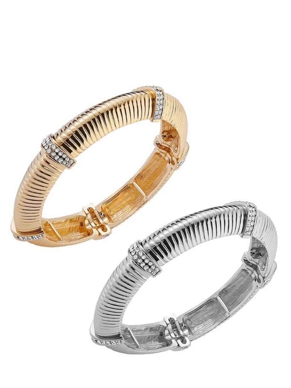 Park Lane “Tanner” Gold Bangle Bracelet | Crystal Accents | Stretch to Fit